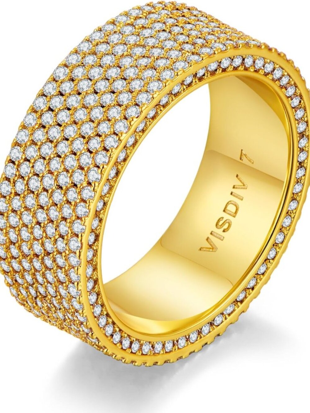 Chunky Gold Wedding Rings for Women - 925 Sterling Silver, Non-Tarnish CZ